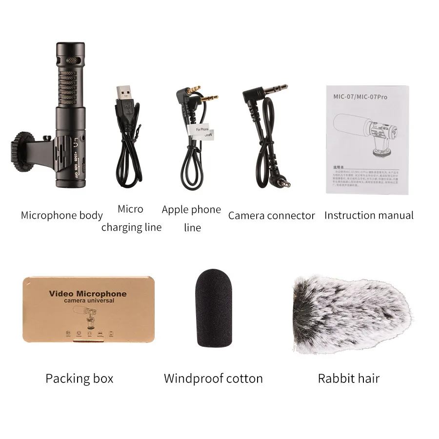 MIC-07PRO MIC-02/MIC-03/MIC-05/MIC-06/MIC-07 3,5 мм микрофон для мобильного телефона/камеры Запись видео супер-кардиоидный указывающий стерео микрофон - Цвет: MIC-07PRO