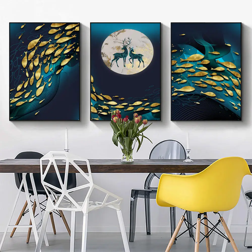 Пользовательские Плакат Золотая рыбка # r на холсте искусство комплект Плакаты