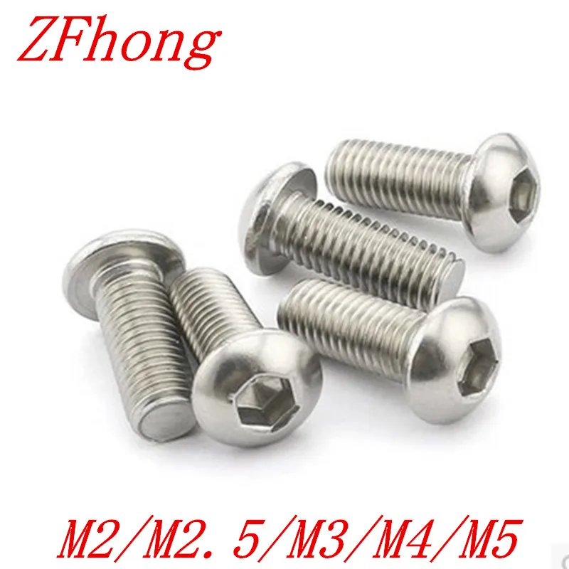 5 50 шт./лот M2 M2.5 M3 m4 m5 m6 m8 ISO7380 304 A2 винты из нержавеющей стали с круглой головкой