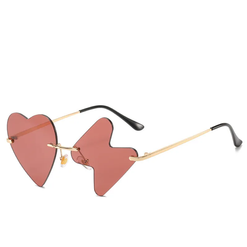 

New Heart Steampunk Letters Sunglasses Women Men Luxury Personality Mirrored Glasses Vintage Rimless Eyewear sunglasses women