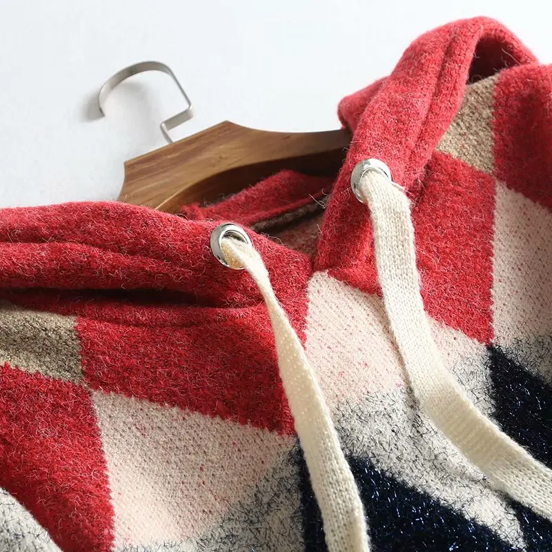 Женский винтажный свитер с геометрическим рисунком Za Свободный пуловер узором