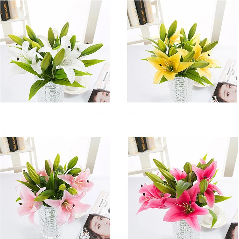 1 шт. искусственные лилии цветок ветка высокое качество имитация цветка Lilium