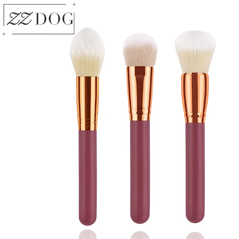 

ZZDOG 1Pcs Professional Powder Contour Makeup Brushes Natural Hair High-Quality Wine Red Wooden Handle Cosmetics Beauty Tools