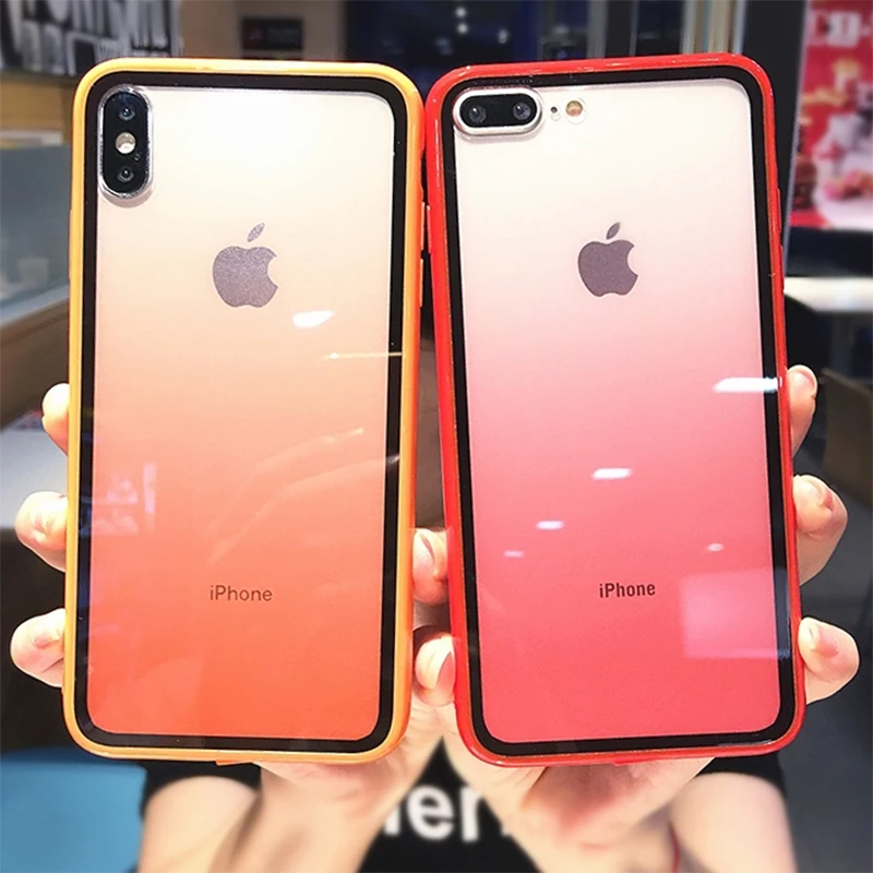 Lovebay Transparent Gradient Phone Cases for iPhone 11Pro XS Max XR X Acrylic Candy Cover 11 7 8 6 6S Plus Back |