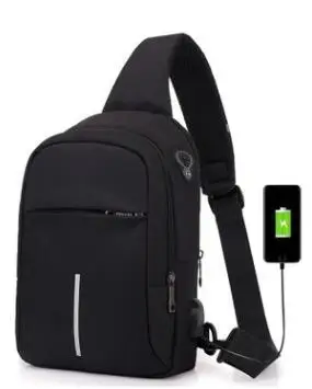 black UOSC маленькая USB зарядка Одна сумка на плечо мужские сумки-мессенджеры мужские водонепроницаемые нагрудные сумки на лямках новые сумки через плечо - Цвет: black