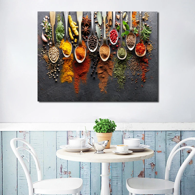 

Spoon Grains Spices Food Wallpaper Wall Art Canvas Posters Prints Painting Wall Pictures Living Room Kitchen Home Decor Artwork