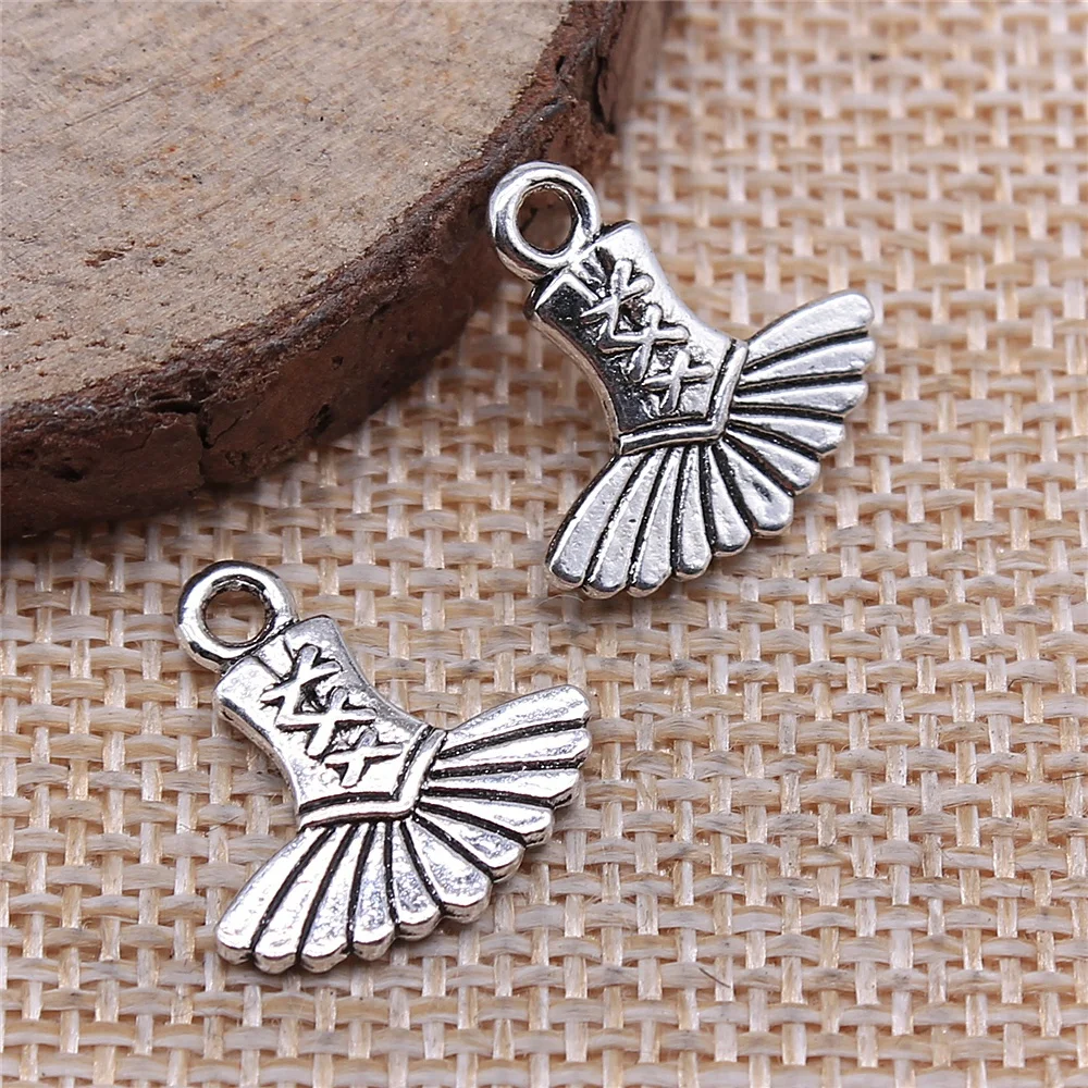 

Charms for Jewelry Making Findings Handmade DIY Craft 20pcs Antique Silver Color 17x17mm Tutu Charms Pendant
