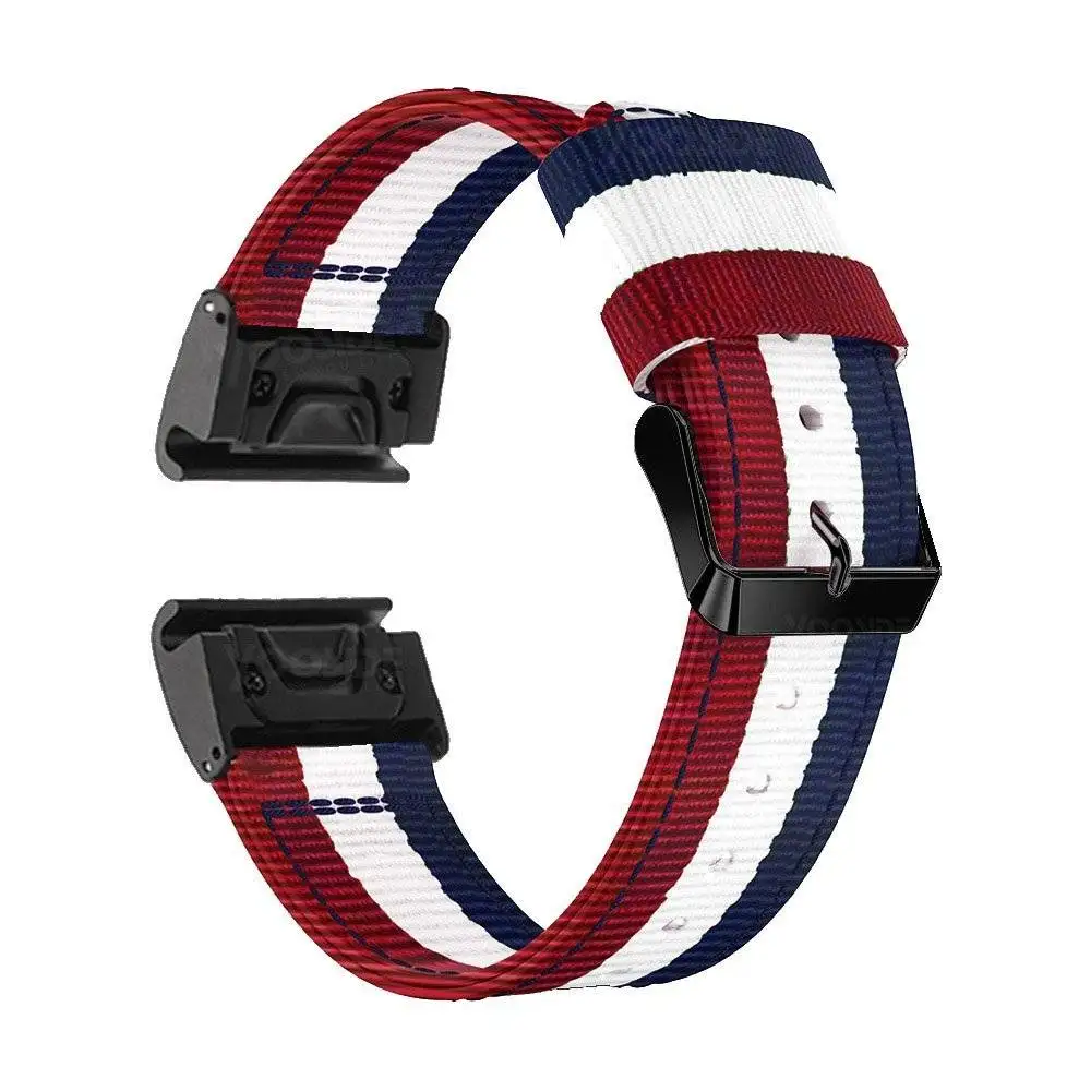 Red White Blue YOOSIDE Fenix 6 Wristband 22mm Quick Fit Woven Nylon Watch Band Strap for Garmin Instinct/Fenix 5/5 Plus/Quatix 5/Forerunner 935 - Цвет: Red White Blue