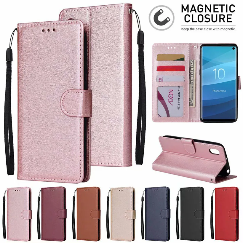 Leather Book Case For Samsung Galaxy A3 A5 A7 J3 J5 J7 2016 2017 J2 Pro J4 J6 A8 A9 A6 Plus J8 2018 Flip Wallet Soft Cover Coque