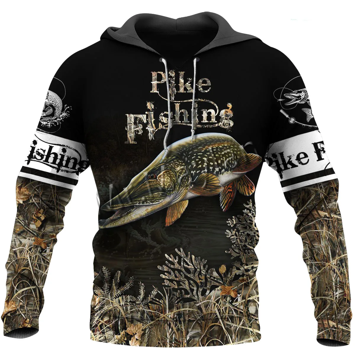 

Fashion Animal Pike Fishing Art Camo Men Women Sportswear 3D Print Casual Hoodies Zipper / Sweatshirts / Jackets Plus Size S-160