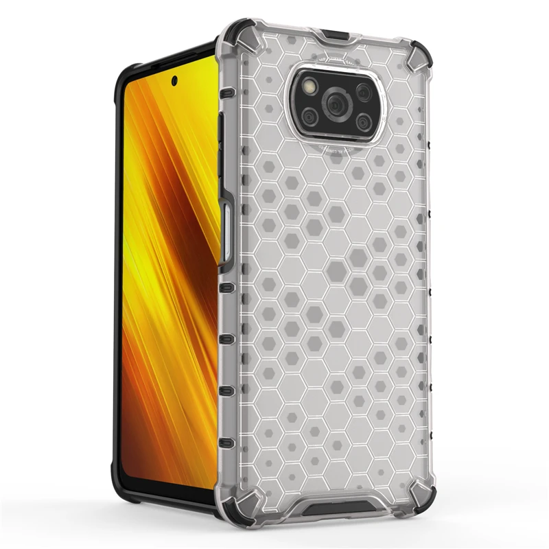 

For POCO X3 NFC Case Armor Airbag Transparent TPU Back Cover for Xiaomi POCO X3 NFC Case Honeycomb Shockproof Fundas