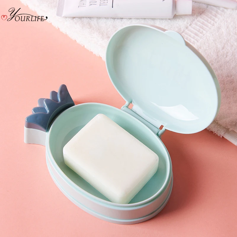 OYOURLIFE портативный мультяшный ананас мыльница с крышкой для ванной