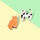 Оранжевый кот черно-белый пятнистый Кот эмалевая брошь на булавке Сумка Одежда значок на лацкан Саша прочь значок мультфильм ювелирное изделие подарок для детей