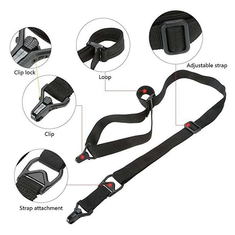 

Gun Sling Tactical Rifles Carry 2 Points Sling Adjustable Length Multi Mission Nylon Shoulder Strap Airsoft Gun Belt Rope