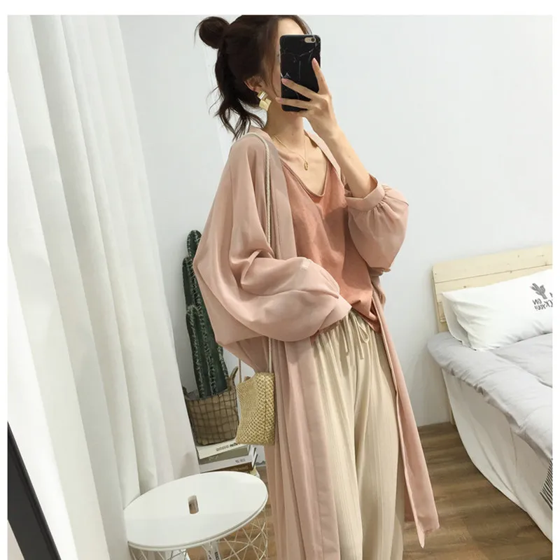 

2021 Women Vintage Trench Kimono Loose Long Windbreaker Belted Casual Beachwear Thin Trench Summer Spring