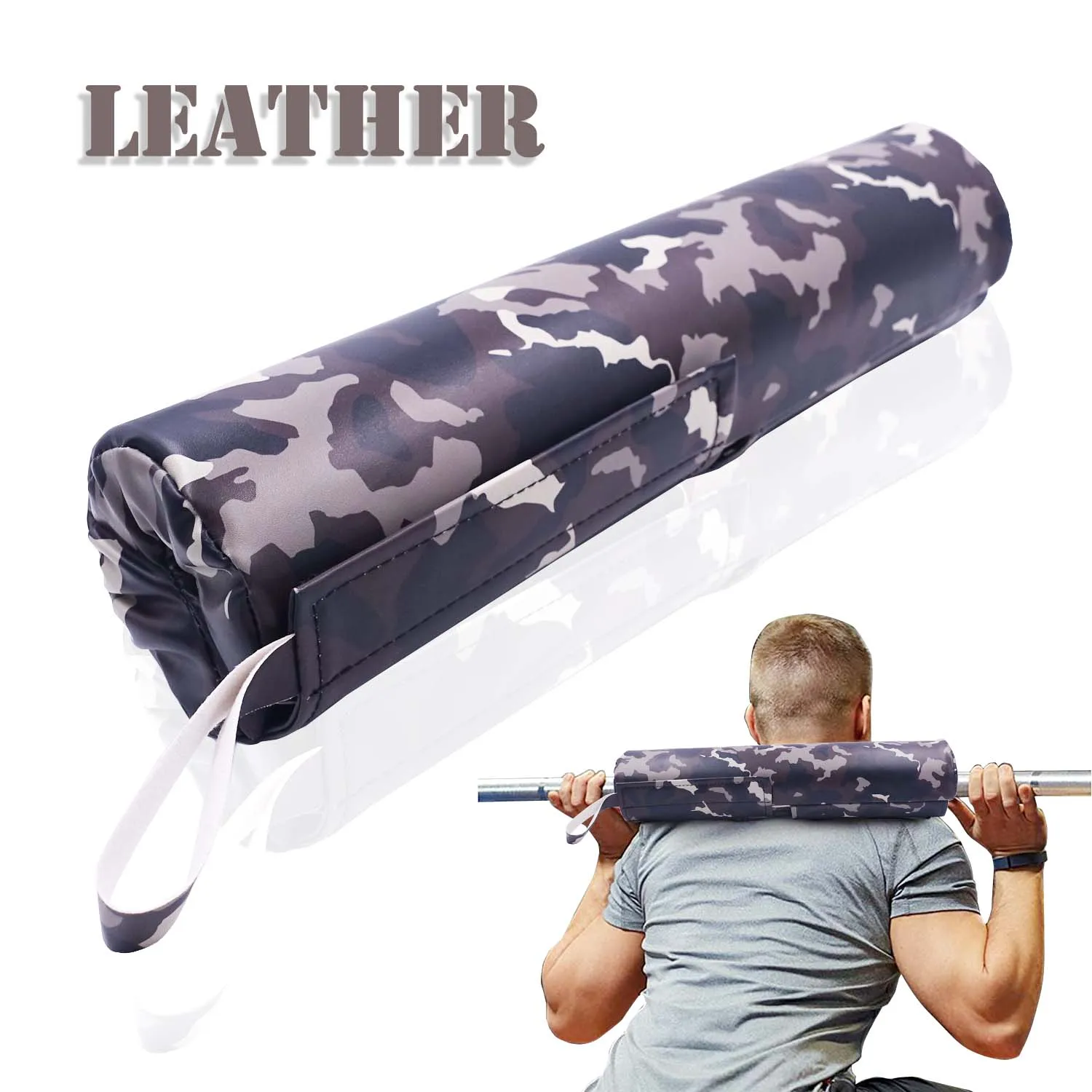 

Большое оборудование для фитнеса штанга Камуфляжная кожаная подкладка для штанги, защитный коврик для тяжелой атлетики, шеи, плеч, фитнеса, ...