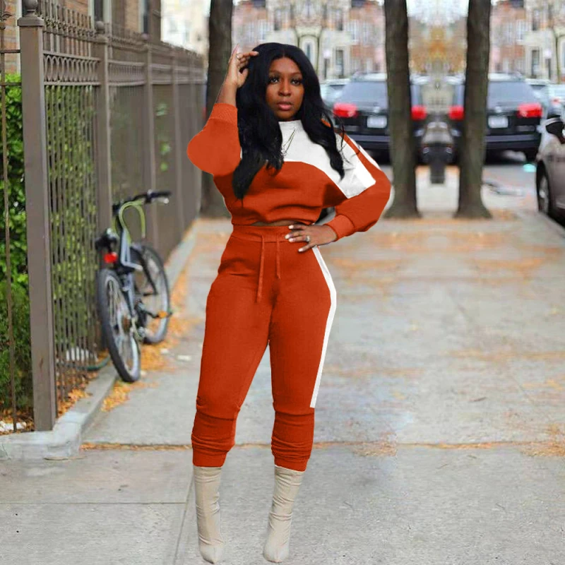 

Комплект из двух предметов, Женские Новые Модные Повседневные свитера с высоким воротником в стиле пэчворк, длинные брюки-карандаш с кулиск...