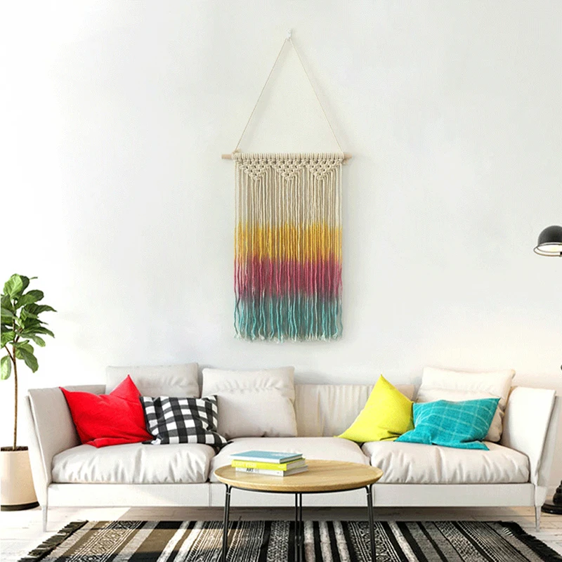 Цвет Бохо Тканый гобелен Простой декоративный настенный для дома гостиной | Дом и