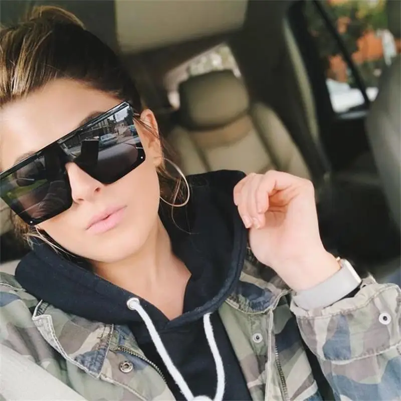 Модные большие квадратные солнцезащитные очки женские модные черные оттенки