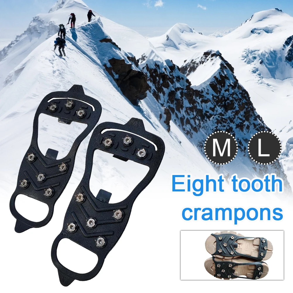 

1 Pair 8-Tooth Anti-Skid Ice Gripper Spike Winter Climbing Anti-Slip Snow Spikes Grips Cleats Over Shoes Covers Crampon Dropship