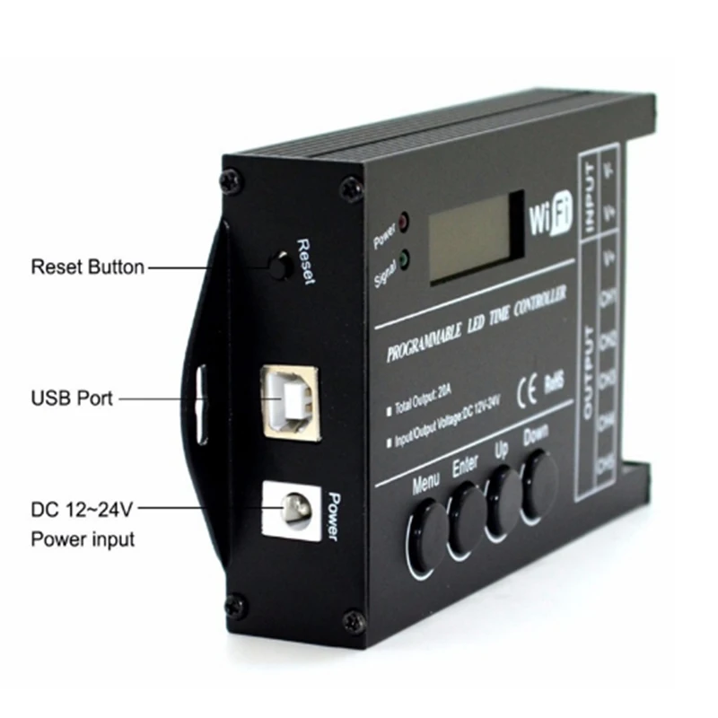 WIF Время программируемый RGB светодиодный контроллер TC421 TC420 DC12V/24 V 5 каналов общий выход 20A общий анод программируемый светодиодный