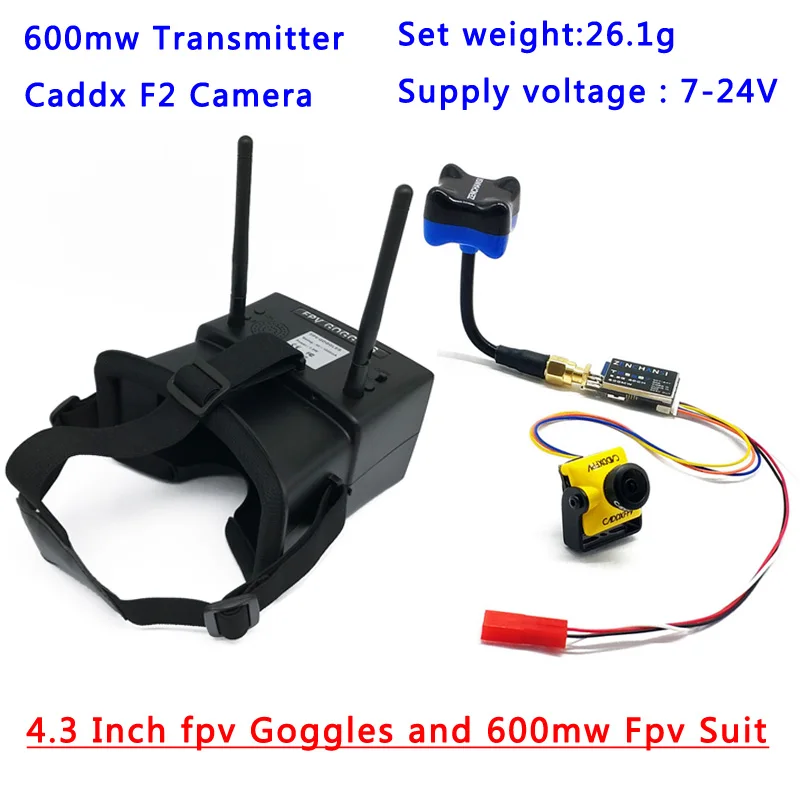 5 8G 48CH 4 3 дюймов 480*272 FPV очки Встроенная батарея 8g 600 мВт Передатчик Lancher и Caddx F2 CMOS