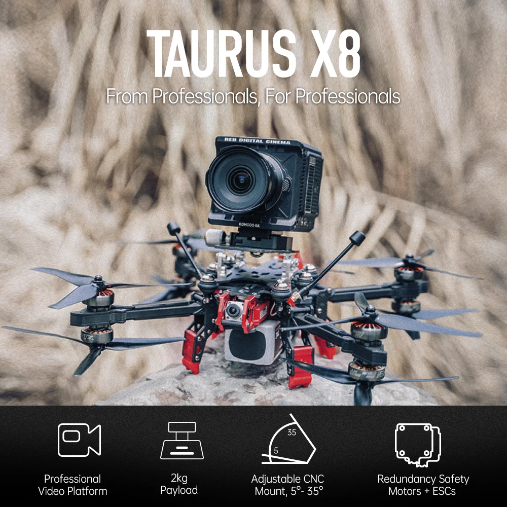 

IFlight Taurus X8 HD SucceX-D F7 BLHELIS 80A M8Q-5883 FPV Air Unit XING 2806.5 1300KV 6S 8inch FPV Cinelifter Drone