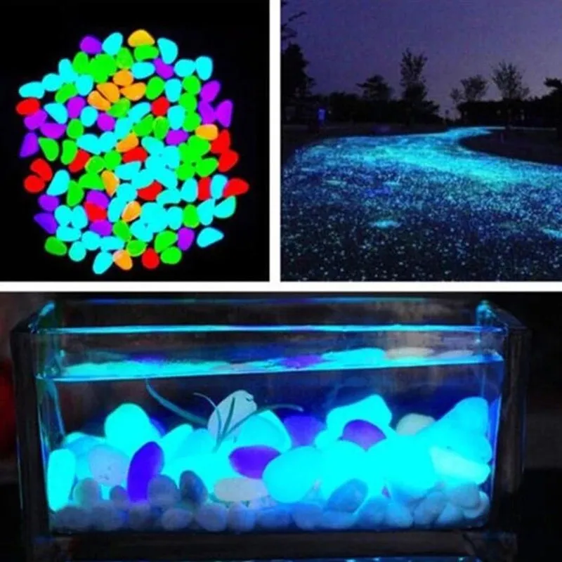 

100Pcs/set Garden Glow in the Dark Luminous Pebbles for Walkways Plants Aquarium Decor Glow Stones Garden Decoration