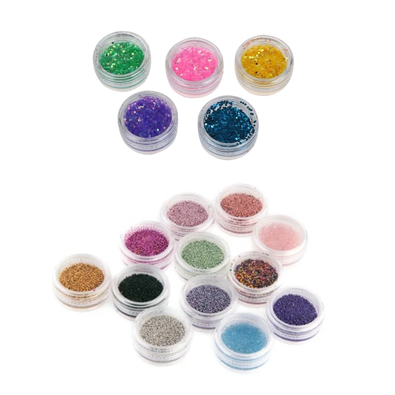 Лот 24 цвета блесток Блеск деко чипы ногтей Маникюр акриловый гель с большим