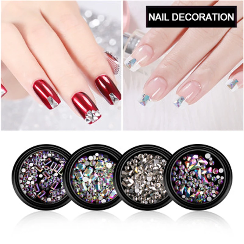 Круглые Серебристые Стразы для ногтей 12 коробок/комплект блестящие акриловые