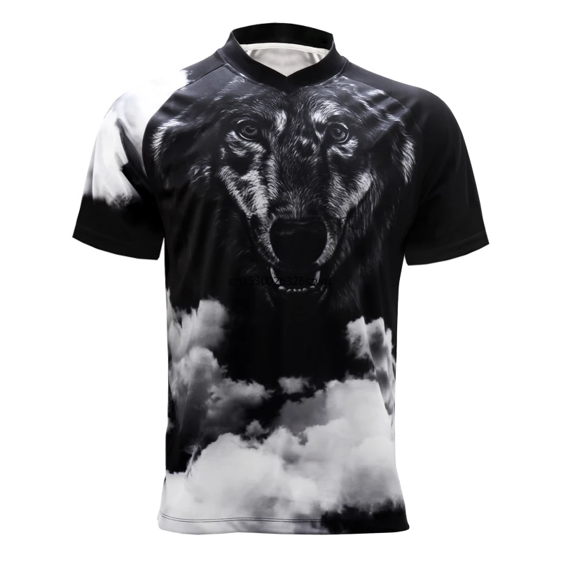 

Hot Sale MTB black Wolf Men's Short Sleeve Cycling Jersey Mountain Bike Shirt Quick Drying T-Shirt