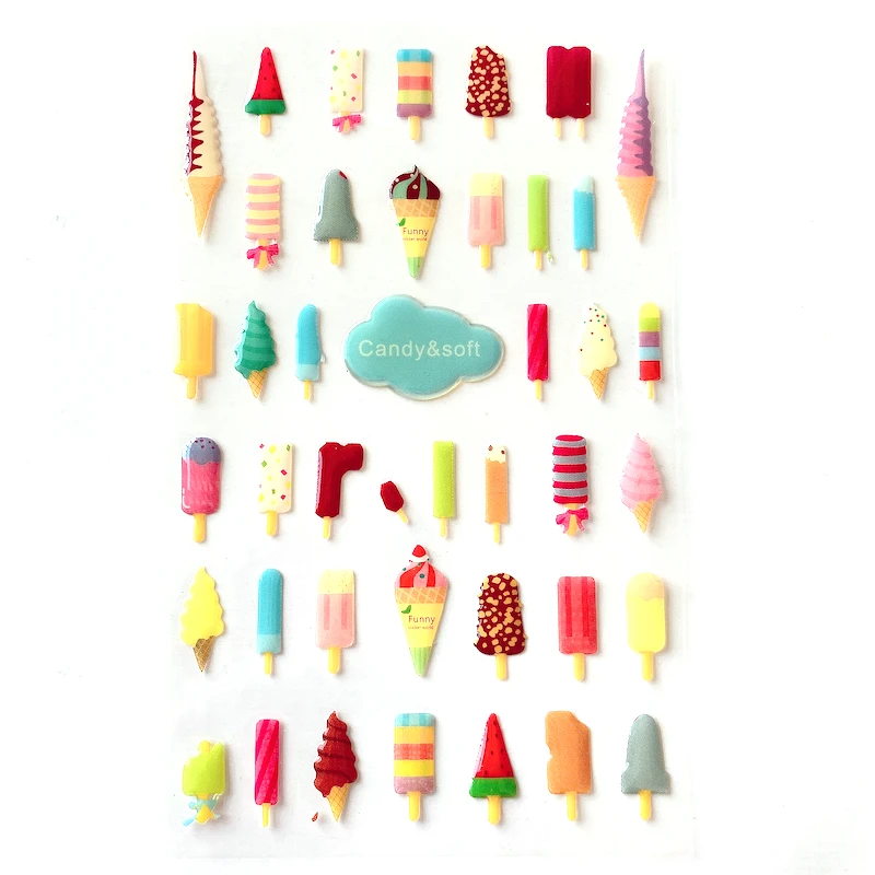 Сладости и мягкий милый мороженое 3D вырезанные эпоксидные наклейки