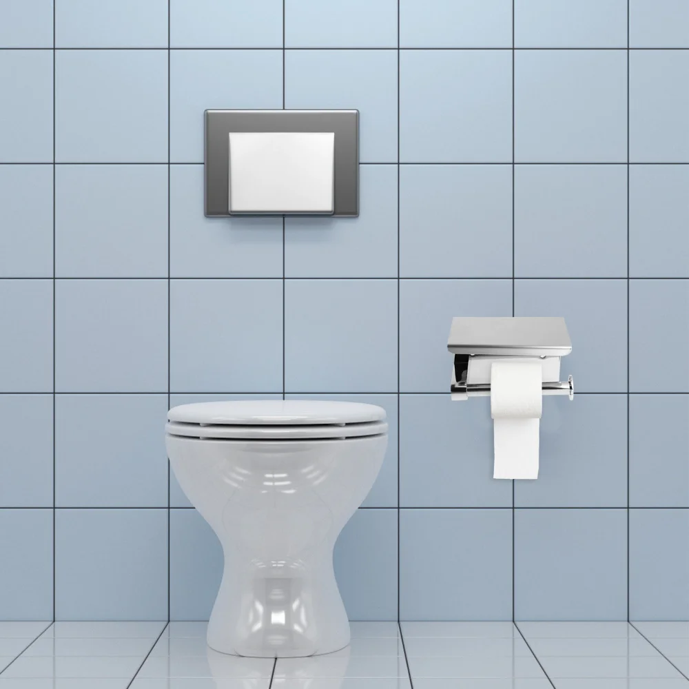 

1PC Stainless Steel Bathroom Mobile Phone Rack Reliable Toilet Roll Paper Stand
