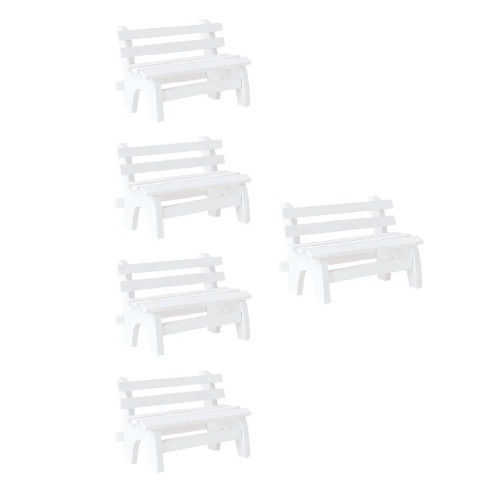 

5pcs Miniature Landscape Bench Ornament Home Decoration Mini Wooden Garden Bench