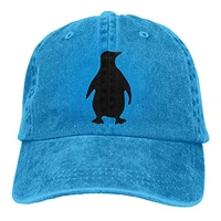 womens mens adjustable baseball cap penguin silhouette denim snapback hunting hat