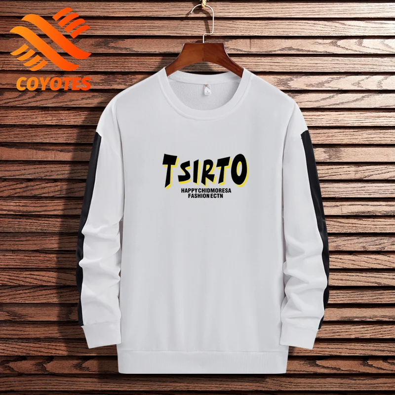 

COYOTES Men Fashion Harajuku Streetwear Hooded Pullover Spring Autumn Letter Print Casual Mens Hoodies Sweatshirts Tops