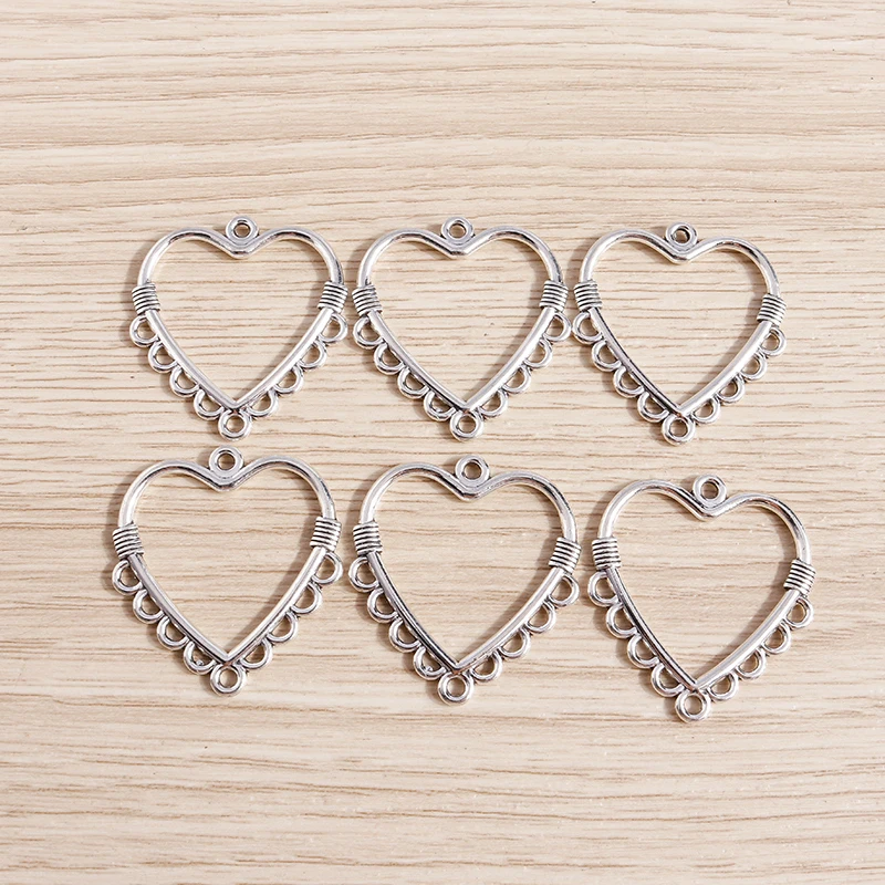 

15pcs 27*30mm Alloy Hollow Love Heart Charms for Jewelry Making Fashion Earrings Pendants Necklaces DIY Handmade Crafts Supplies