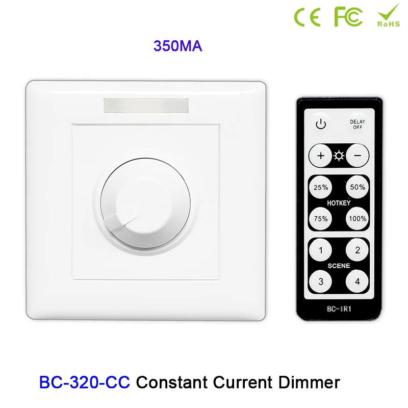 

350mA/700mA Knob style LED Dimmer BC-320-CC Constant Current PWM Output signal with wireless IR remote LED Strip Controller set