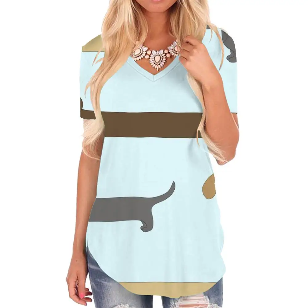 

Giyu Dog T-shirt women Animal Tshirts Printed Funny V-neck Tshirt Lovely Funny T shirts Womens Clothing Punk Rock Cool New