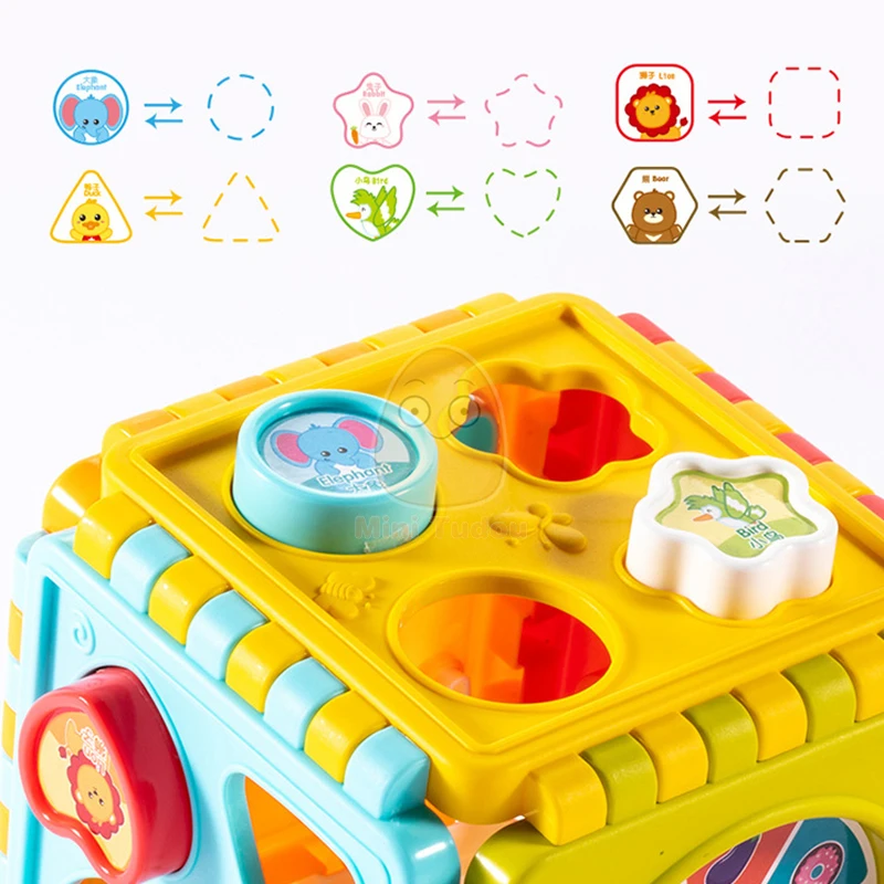 Montessori Game Baby Activity Cube Shape Match Sorter Box Color Number Clock Math Kit Educational Interactive Toys For Kids Gift | Игрушки и