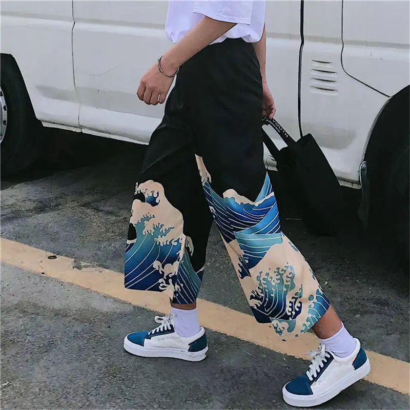 Neploe, Ulzzang, повседневные штаны,, летние, японские, Харадзюку, свободные штаны для отдыха, женские, с мультяшным принтом, широкие штаны, 35609