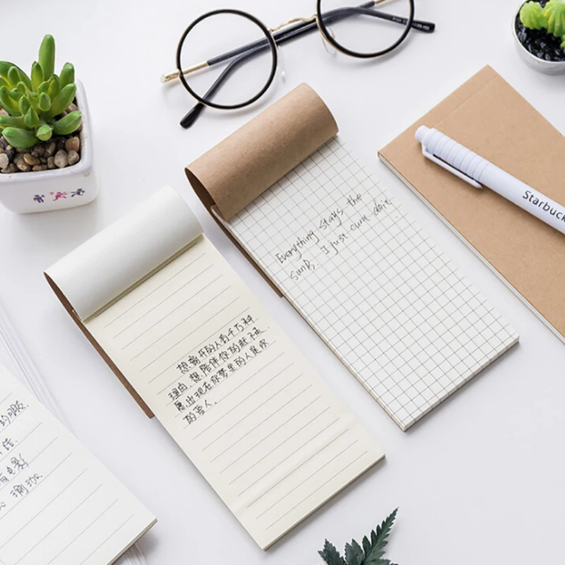 

Vintage Kraft Paper Notebook Blank Grid Todo Notepad Diary Journal Traveler's Refill Planner Filler Paper