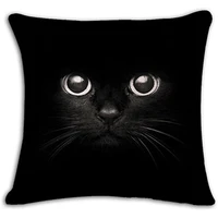 lyn cotton linen square throw pillow case decorative cushion cover pillowcase for sofa 18x 18 black and white cat 5