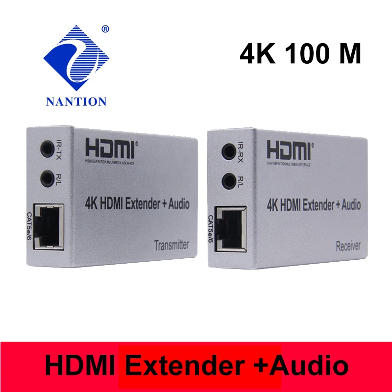 4K HDMI удлинитель 100 м R/L аудио выход Цифровой Hdmi сигнал ИК управление с помощью Cat LAN