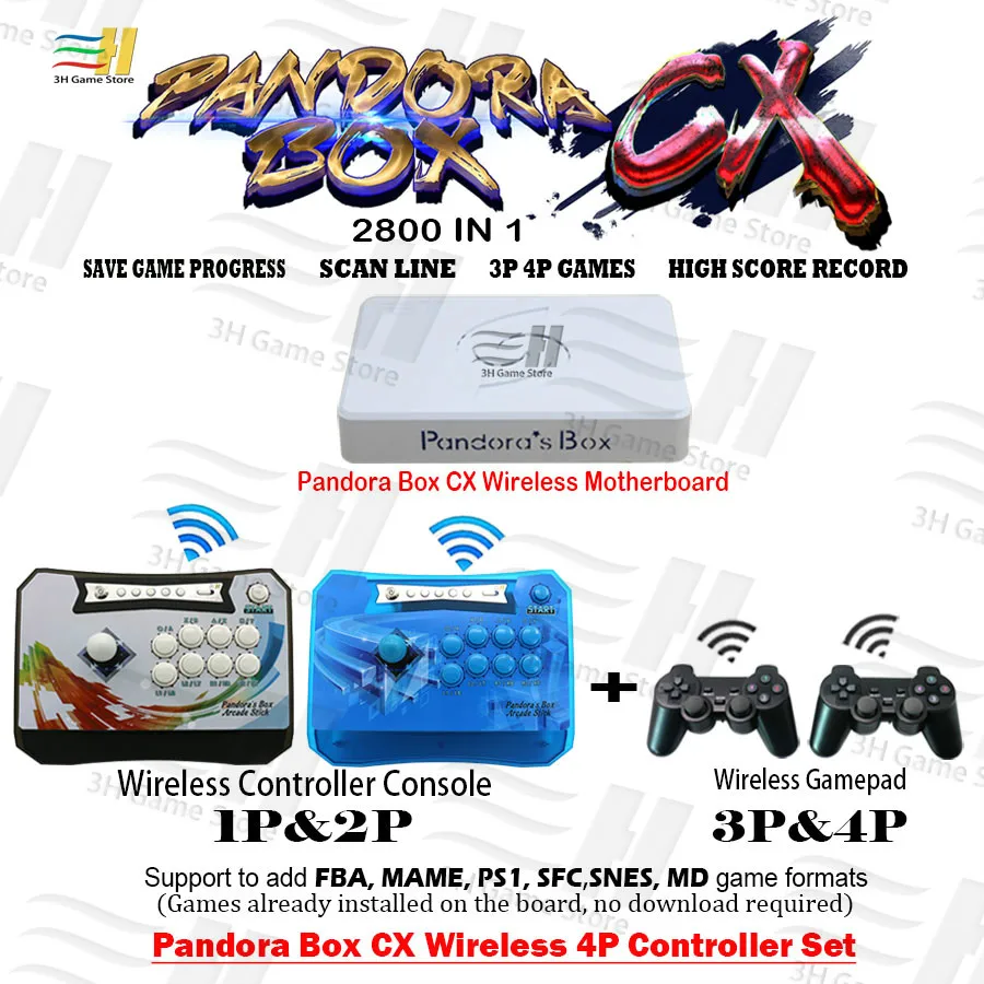 Pandora box CX 4P набор беспроводных контроллеров 2800 в 1 может сохранить рекорд игры