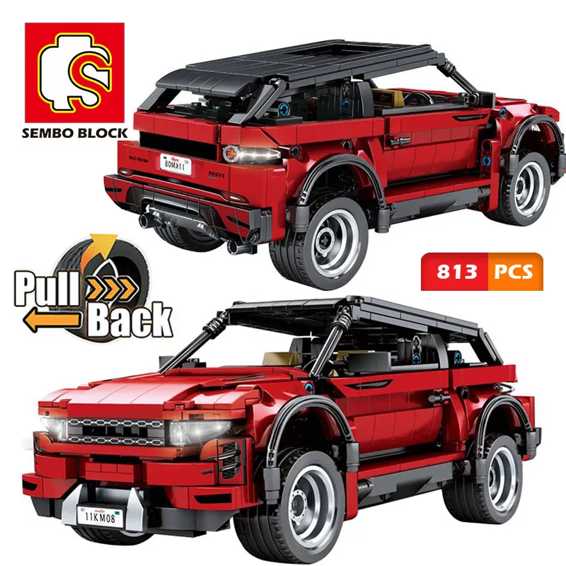 

SEMBO 813pcs City Technical Pull Back Off-road Vehicle Building Blocks SUV Racing Car Bricks Sports Cars Kid Toys Gifts for Boys