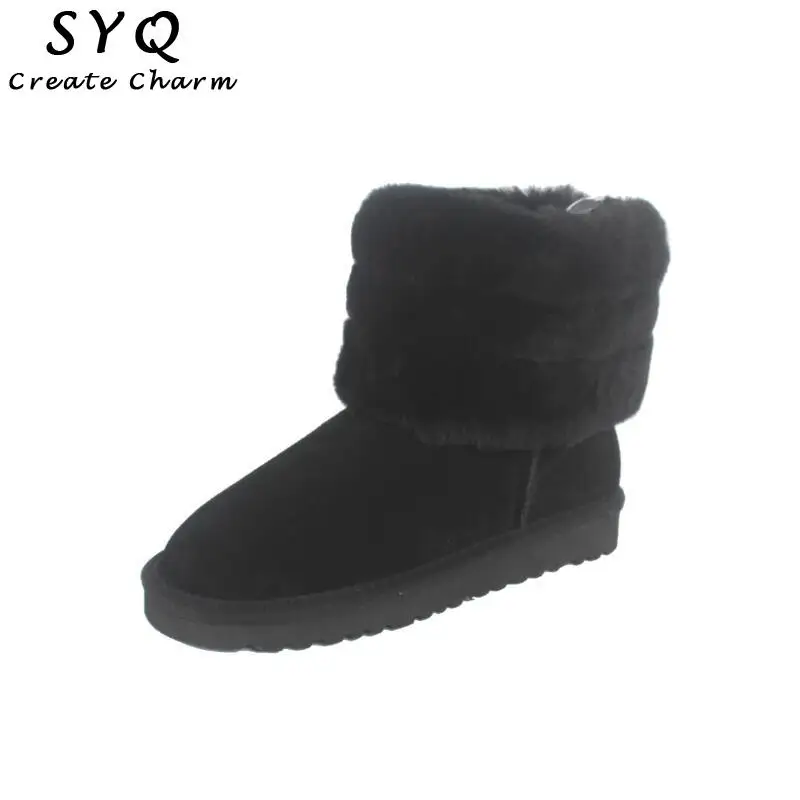 

Women's Cotton Boots 2020 New Australian Snow Boots Women's Short Boots Genuine Leather Warm Suede Snow Shoes Plus Size 3-14