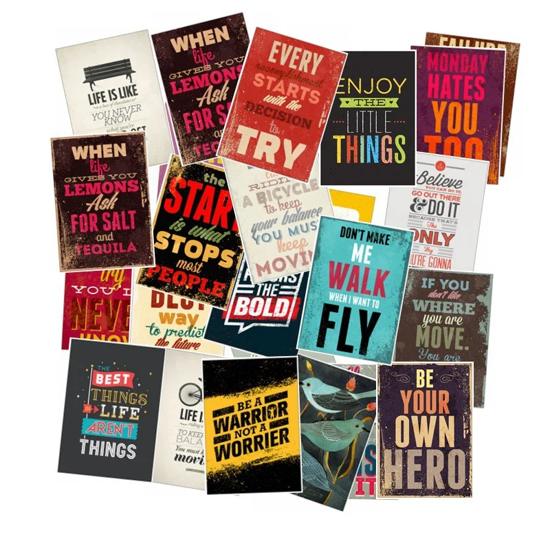 10/30/50 Uds. Serie de palabras inspiradoras, equipaje, ordenador, Notebook, pegatinas de grafiti, juguetes decorativos impermeables, venta al por mayor-4