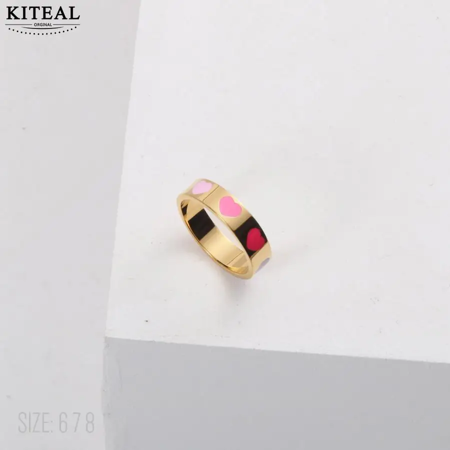 KITEAL trend 18KGP Золотые заполненные женские кольца на костяшки цветная эмаль сливовый