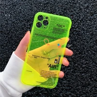 ins fluorescence sport brand white label phone case for iphone 12 mini 11 pro x xs max xr 7 8 plus clear soft silicon cover capa